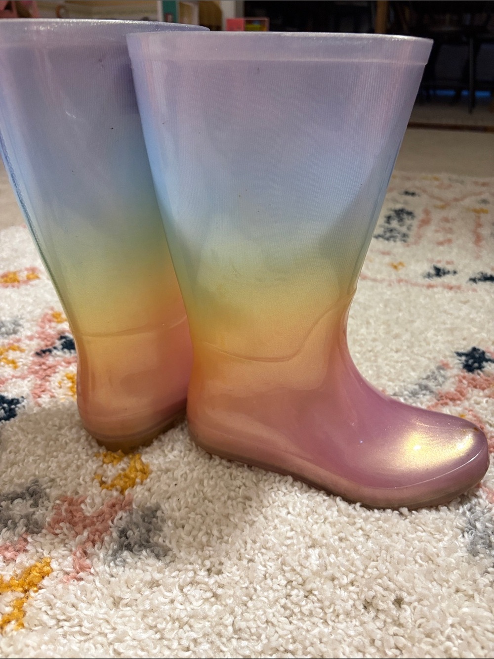 Cat & Jack Pastel Gradient Rain Boots - Pink Yellow Blue